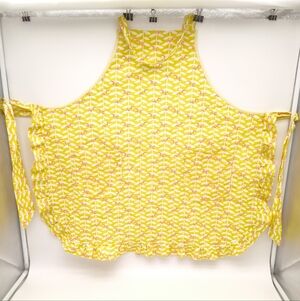 Yellow Patterned Vintage Apron With Two Pockets, Hand Made